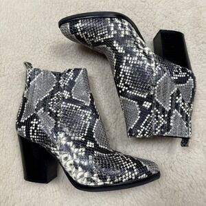 Marc Fisher Sz 6.5 Snake Print Bootie Boot‎ Alva Pointed Toe Block Heel Women